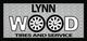 Logo for "Lynnwood Tires and Service" with tire graphics on a textured grey background.