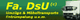 Banner mit "Fa. DsU" und LKW-Bild, Text: Umzüge, Möbeltransporte, Entrümpelung u.v.m.