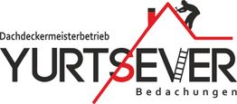Logo von Yurtsever Bedachungen mit Dachdecker, Leiter und rotem Dach.