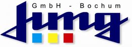 Logo mit Schriftzug "Jung GmbH - Bochum" und blauen, gelben, roten Quadraten darunter.