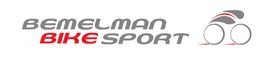 Logo met de tekst "Bemelman Bike Sport" en een gestileerde fiets in grijs en rood.