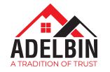 Logo with red and black roof design, "ADELBIN" text, and "A Tradition of Trust" tagline.