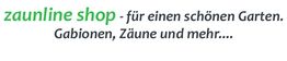 Text: "zaunline shop - für einen schönen Garten. Gabionen, Zäune und mehr…"