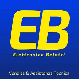 Logo giallo "EB" su sfondo blu, testo: "Elettronica Belotti, Vendita & Assistenza Tecnica".