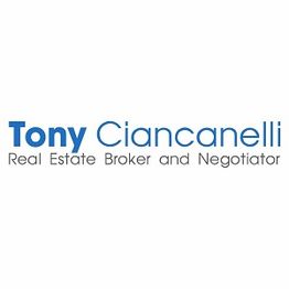 Text: "Tony Ciancanelli, Real Estate Broker and Negotiator" in blue and black letters.