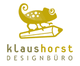 Chameleon auf Bleistift, Schriftzug "klaus horst Designbüro" in Gelb- und Grüntönen.