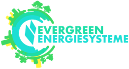 Logo von Evergreen Energiesysteme mit Blatt und Zahnrad in Grün und Gelb.