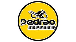 Logotipo amarelo com moto estilizada e texto "Pedrão Express".