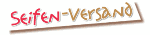 Schriftzug "Seifen-Versand" in Rot und Braun, diagonal und handgeschrieben.