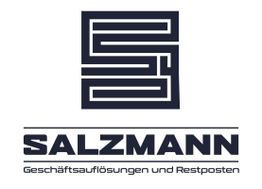 Logo mit stilisiertem "S", darunter "SALZMANN" und Text: "Geschäftsauflösungen und Restposten".