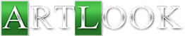 "Logo with green squares highlighting 'A' and 'L' in the word 'ARTLOOK' on a black background."