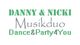DANNY & NICKI Musikduo Dance&Party4You, in grüner und grauer Schrift auf weißem Hintergrund.