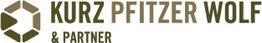 Logo von Kurz Pfitzer Wolf & Partner mit geometrischer Form links.