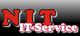 Roter Text "NIT IT-Service" auf grauem bis schwarzem Hintergrund.