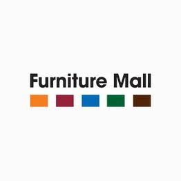 "Furniture Mall logo with six colorful squares underneath the text."