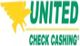 United Check Cashing logo with a yellow eagle graphic.