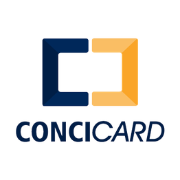 Logo da Concicard com um ícone quadrado azul e laranja.