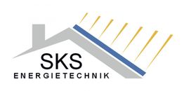 Logo von SKS Energietechnik mit Hausdach und Sonnenstrahlen.