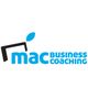 Logo von mac Business Coaching mit stilisiertem Laptop und blauem Text.
