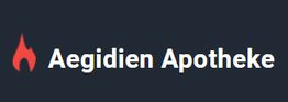 Rotes Flammensymbol neben dem Text "Aegidien Apotheke" auf dunklem Hintergrund.