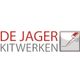 Logo van "De Jager Kitwerken" met een kitpistool afbeelding rechts.
