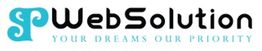Logo of SP WebSolution with the tagline "Your Dreams Our Priority" in teal and black text.