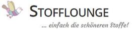 Logo mit buntem Vogel und Text "STOFFLOUNGE ...einfach die schöneren Stoffe!".