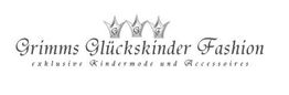 "Logo mit Text: Grimms Glückskinder Fashion, exklusive Kindermode und Accessoires, mit Kronen."