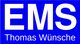 Logo mit weißem "EMS" und "Thomas Wünsche" auf blauem Hintergrund.