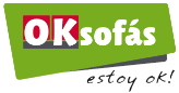 Logo de OK Sofás con fondo verde y texto "estoy ok!" en cursiva.