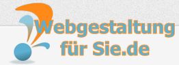 Logo: "Webgestaltung für Sie.de" mit buntem Design-Element links.