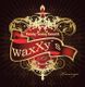 Elegantes Wappen-Design mit "waxXy's" Banner, darauf steht "Waxxing Tanning Kosmetik".
