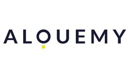 Texto "ALQUEMY" con letra negra y un punto amarillo bajo la "U".