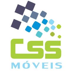 Logotipo da CSS Móveis com quadrados coloridos em azul e verde acima das letras.