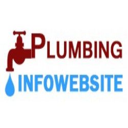 Logo with a red faucet and "Plumbing Info Website" text in red and blue, with a blue water droplet.