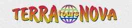 Logo: "TERRA tours NOVA" in bunten Buchstaben, mit einer Weltkugel als O in "tours".