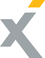 Graues „X“ mit gelbem Akzent oben rechts.