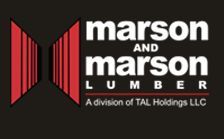 Logo of Marson and Marson Lumber, a division of TAL Holdings LLC, on a black background.
