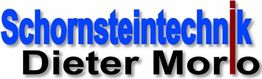 Logo mit blauem Schriftzug "Schornsteintechnik" und schwarzem Namen "Dieter Morlo" darunter.