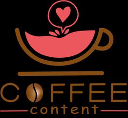 Logo van een koffiekop met hartvorm en de tekst "Coffee Content" eronder.