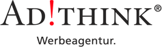 Logo von "Ad!Think Werbeagentur" mit rotem Ausrufezeichen im Schriftzug.
