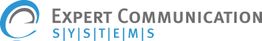 Logo von Expert Communication Systems mit blauem und grauem Schriftzug.