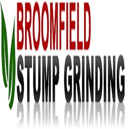 Logo with text "Broomfield Stump Grinding" and green leaf design.