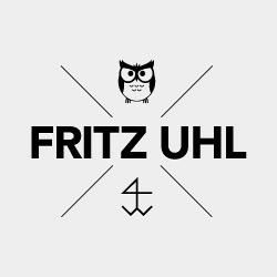 Logo: Eule über dem Text "FRITZ UHL", darunter ein stilisiertes Symbol.