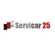 Logo con texto "Servicar 25" en gris y rojo sobre fondo blanco.