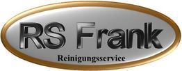 Ovales Logo: "RS Frank Reinigungsservice" in schwarzer Schrift auf silbernem Hintergrund mit Goldrand.