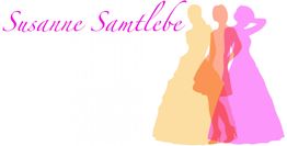 Drei weibliche Silhouetten in verschiedenen Kleidern neben dem Namen "Susanne Sammeltbe".