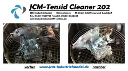 Vorher-nachher Foto: Getriebeteil vor und nach der Reinigung mit JCM-Tensid Cleaner 202.