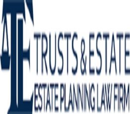 Logo for "Trusts & Estate, Estate Planning Law Firm" featuring a stylized "TE" graphic.