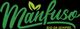 Logo "Manfuso" in verde, con foglie stilizzate e slogan "Bio da sempre" su sfondo nero.